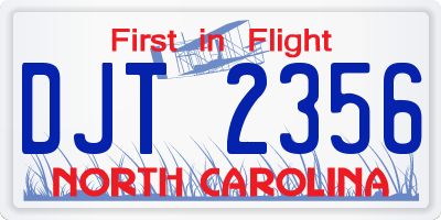 NC license plate DJT2356