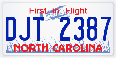 NC license plate DJT2387