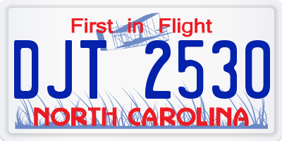 NC license plate DJT2530