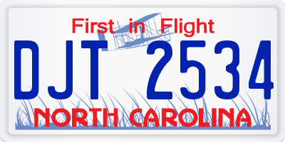 NC license plate DJT2534