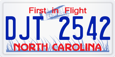 NC license plate DJT2542