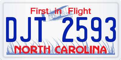NC license plate DJT2593