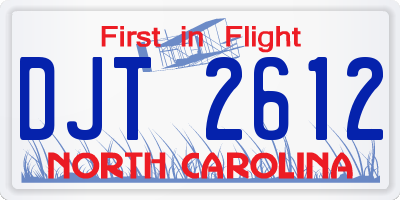 NC license plate DJT2612