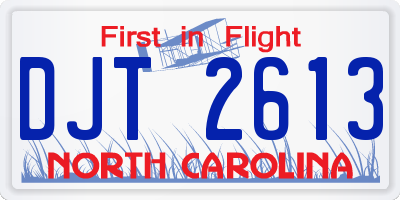 NC license plate DJT2613