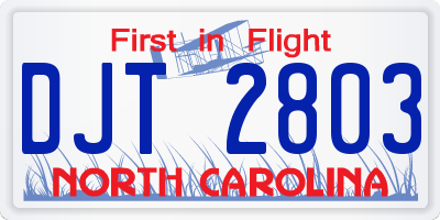 NC license plate DJT2803