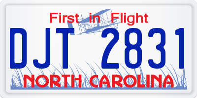 NC license plate DJT2831