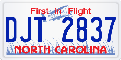 NC license plate DJT2837