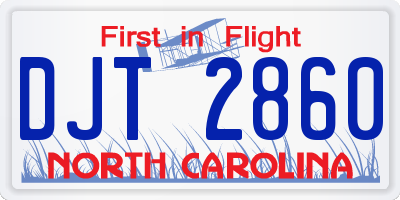 NC license plate DJT2860