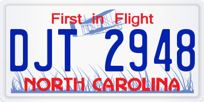 NC license plate DJT2948