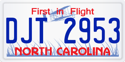 NC license plate DJT2953