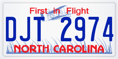 NC license plate DJT2974