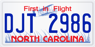 NC license plate DJT2986