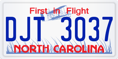 NC license plate DJT3037