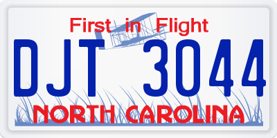 NC license plate DJT3044