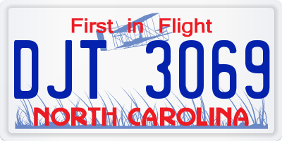 NC license plate DJT3069