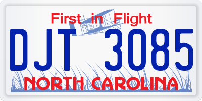 NC license plate DJT3085