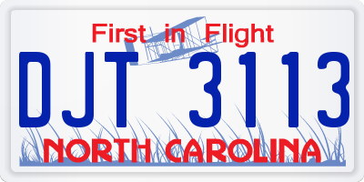 NC license plate DJT3113