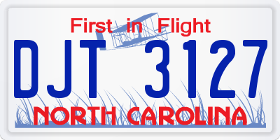 NC license plate DJT3127
