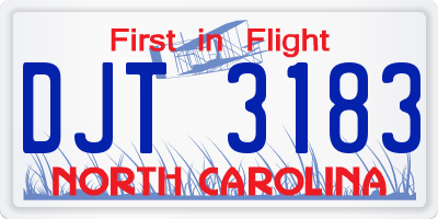 NC license plate DJT3183