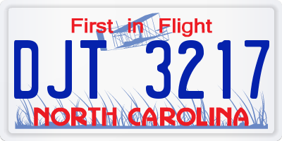 NC license plate DJT3217