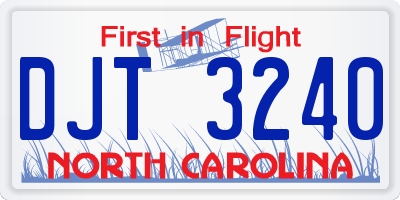 NC license plate DJT3240
