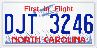 NC license plate DJT3246