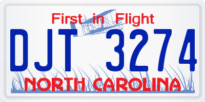 NC license plate DJT3274