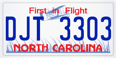 NC license plate DJT3303