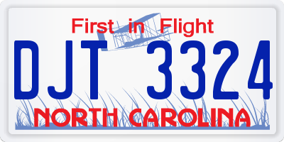 NC license plate DJT3324