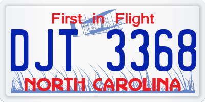 NC license plate DJT3368
