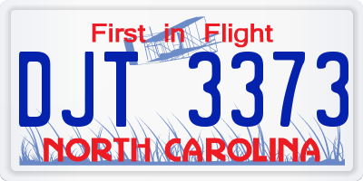 NC license plate DJT3373