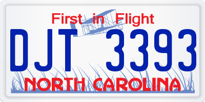 NC license plate DJT3393