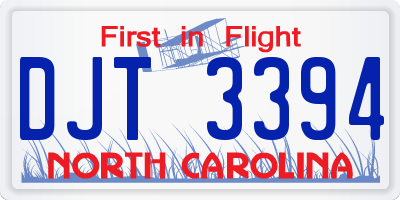 NC license plate DJT3394