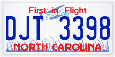 NC license plate DJT3398