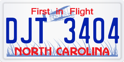NC license plate DJT3404