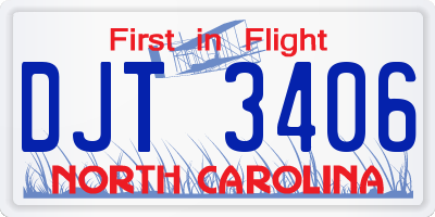 NC license plate DJT3406