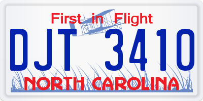 NC license plate DJT3410