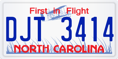 NC license plate DJT3414