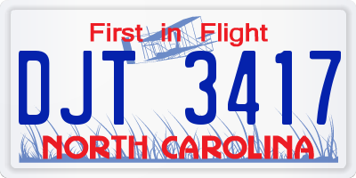 NC license plate DJT3417