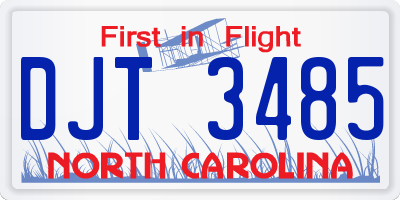 NC license plate DJT3485