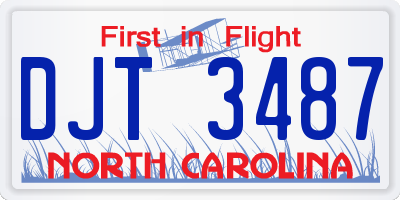NC license plate DJT3487