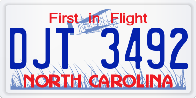 NC license plate DJT3492