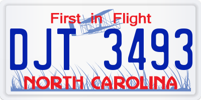 NC license plate DJT3493