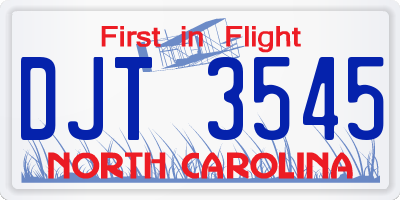NC license plate DJT3545