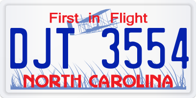 NC license plate DJT3554