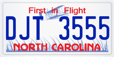 NC license plate DJT3555