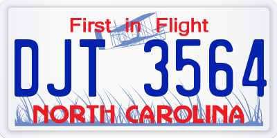 NC license plate DJT3564