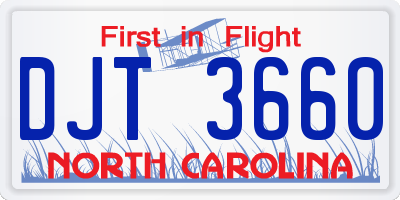 NC license plate DJT3660