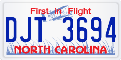 NC license plate DJT3694