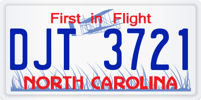 NC license plate DJT3721
